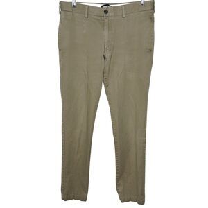 Lands End Slim Fit No Iron Chino Pants sz 33 * Tan Brown Khaki 34" inseam Mens